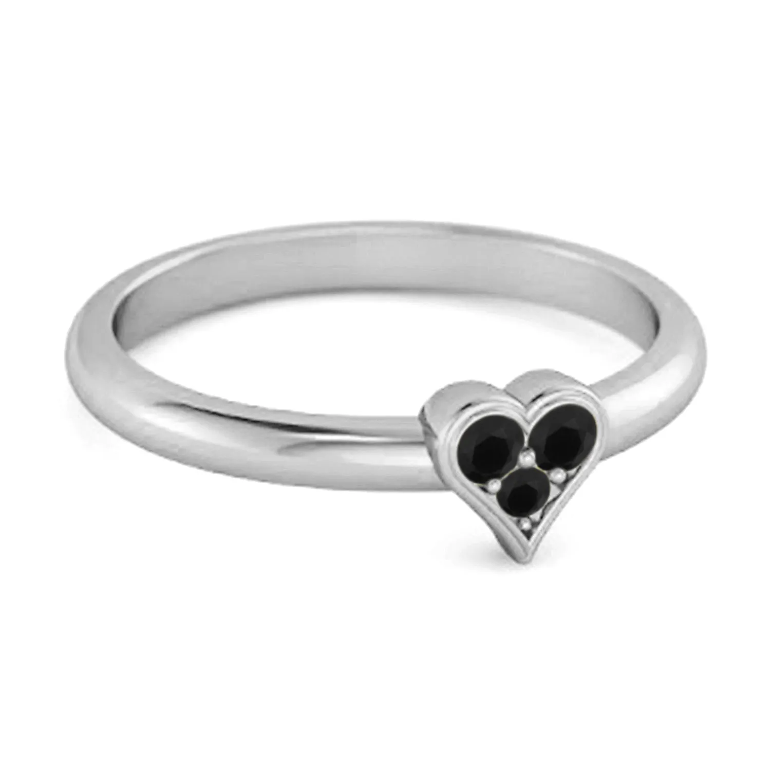 Sparkling Heart Shaped 0.60 Ct Black Spinel 925 Sterling Silver Ring