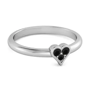 Sparkling Heart Shaped 0.60 Ct Black Spinel 925 Sterling Silver Ring
