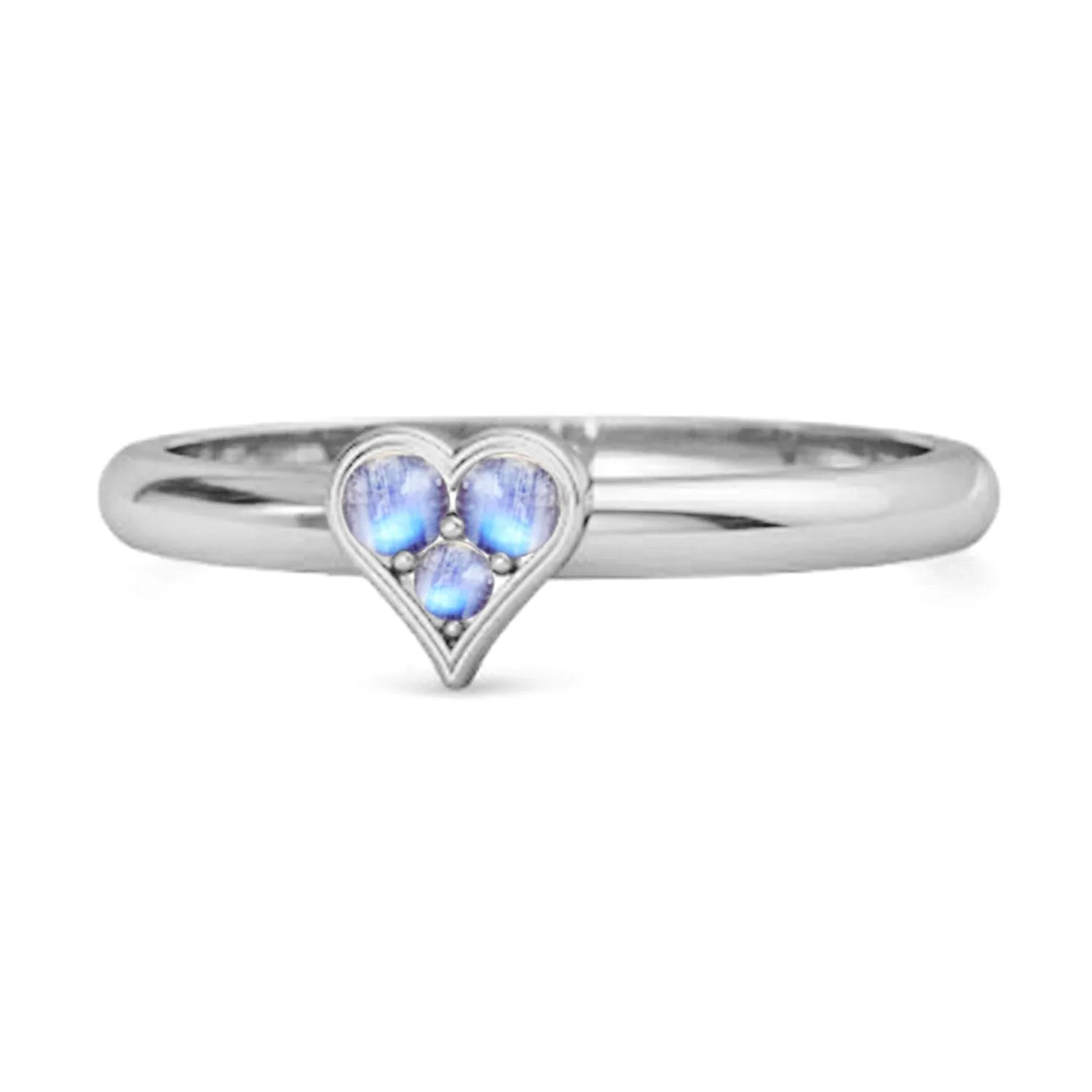 Sparkling Heart Shaped 0.60 Ct Moonstone 925 Sterling Silver Ring