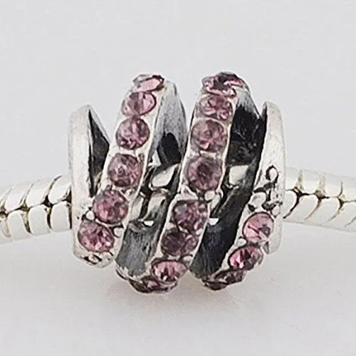 Spiral Design Charm Spacer Bead For Snake Charm Bracelet (Amethyst)