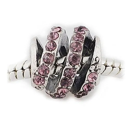Spiral Design Charm Spacer Bead For Snake Charm Bracelet (Amethyst)