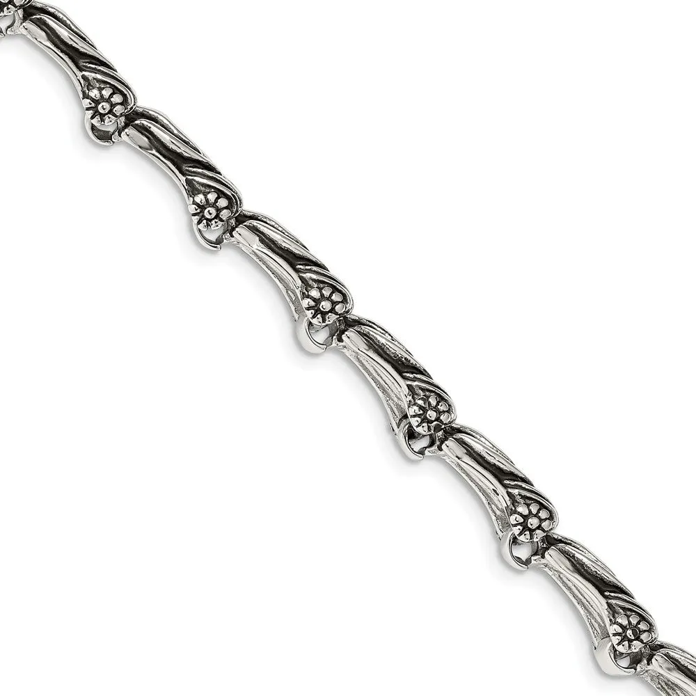 Stainless Steel Antiqued Dragon 8.75in Bracelet