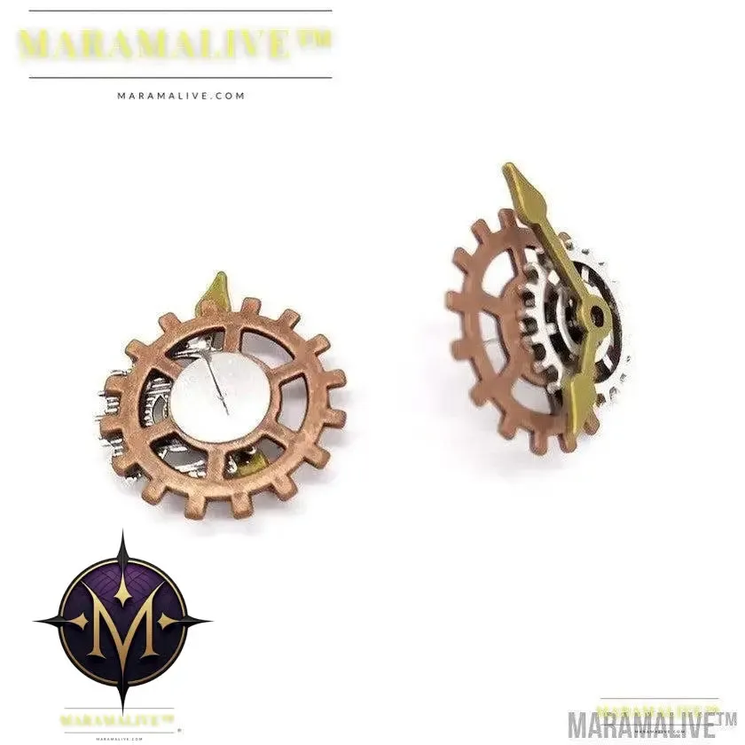 Steampunk Industrial Gear Stud Earrings