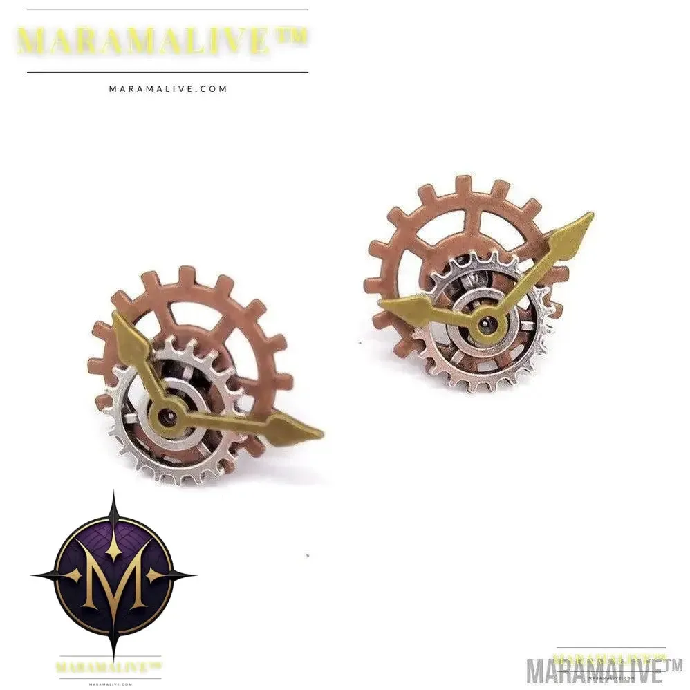 Steampunk Industrial Gear Stud Earrings