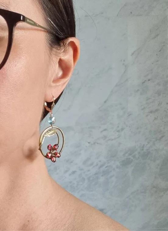 steel magnolias | Antique cut steel vintage brooch asymmetric hoop earrings