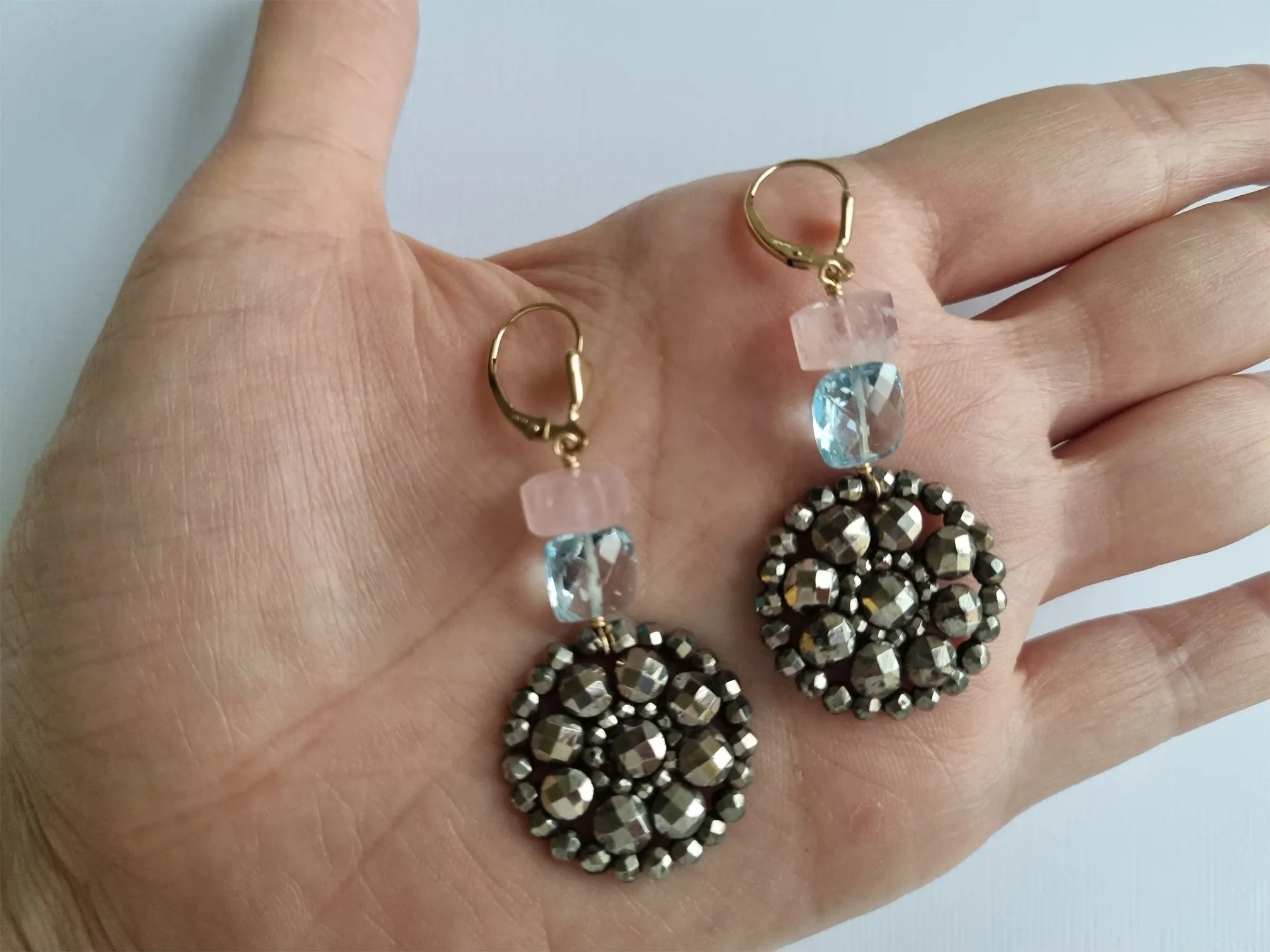 steely blue earrings