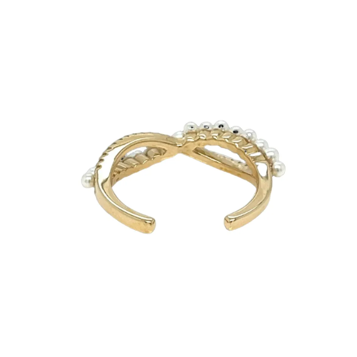 Sterling Cubic Zirconia Infinity Pearl Open Adjustable Dainty Ring - C102819