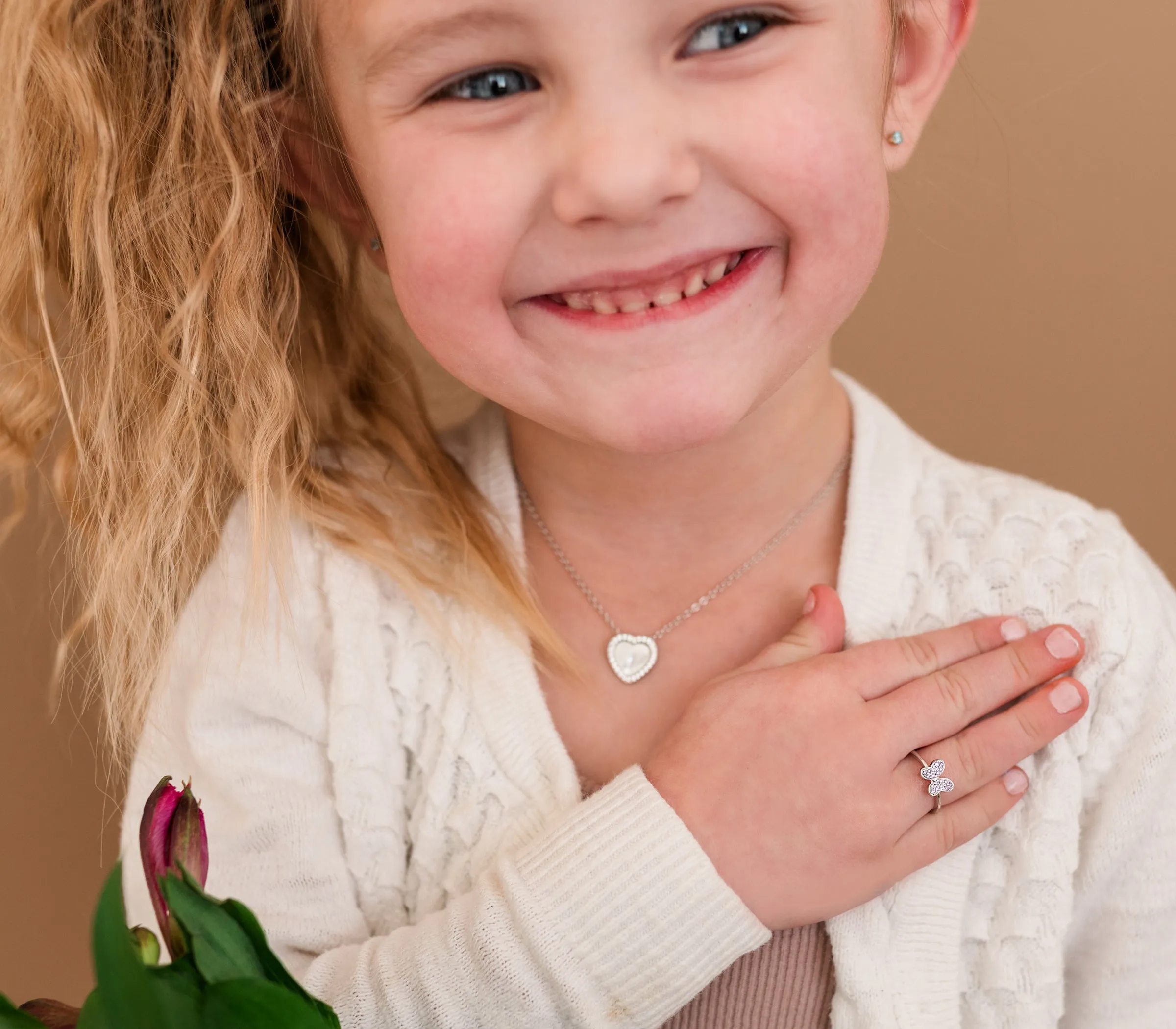 Sterling Silver Aqua Butterfly Ring with CZs for Kids