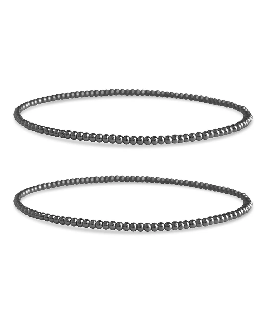 Sterling Silver Beaded Stretch Bracelet Sets