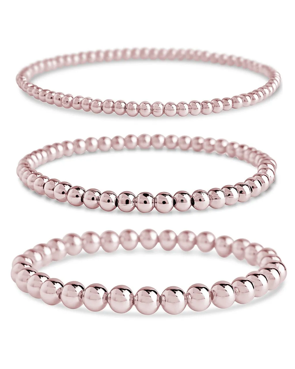 Sterling Silver Beaded Stretch Bracelet Sets