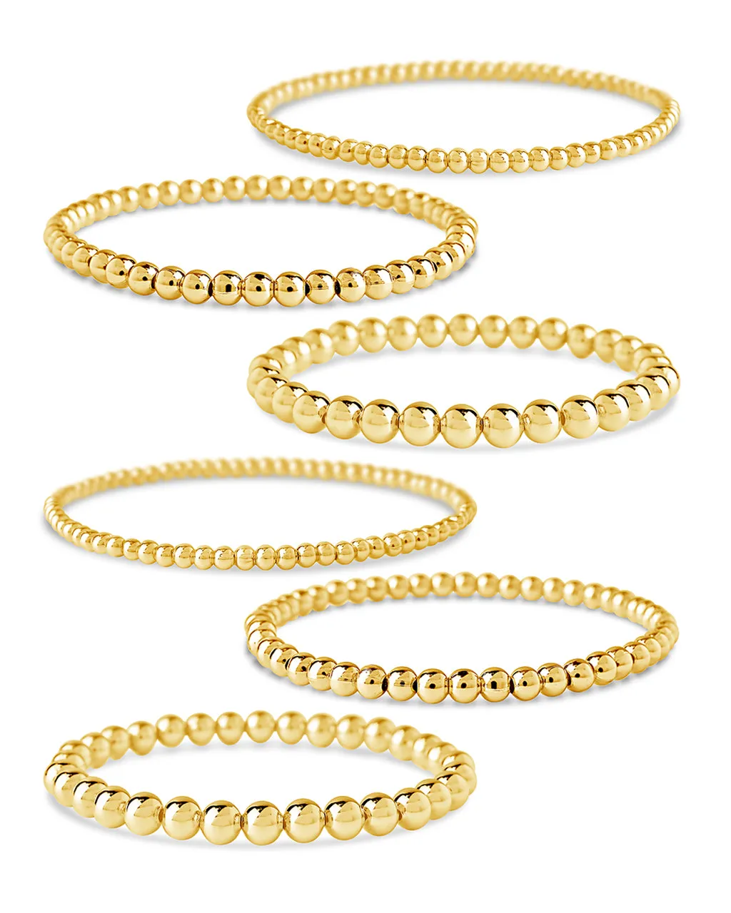 Sterling Silver Beaded Stretch Bracelet Sets
