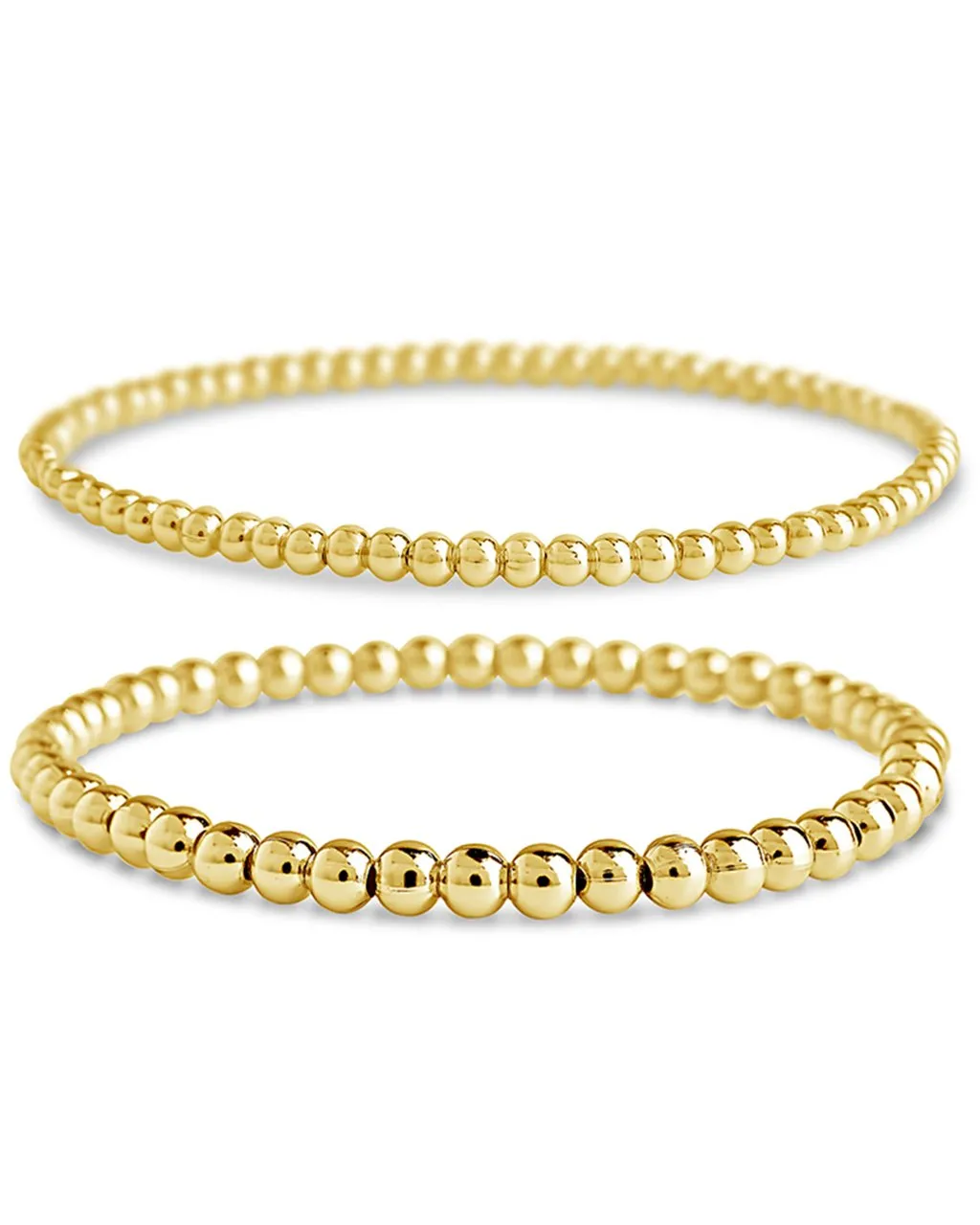 Sterling Silver Beaded Stretch Bracelet Sets