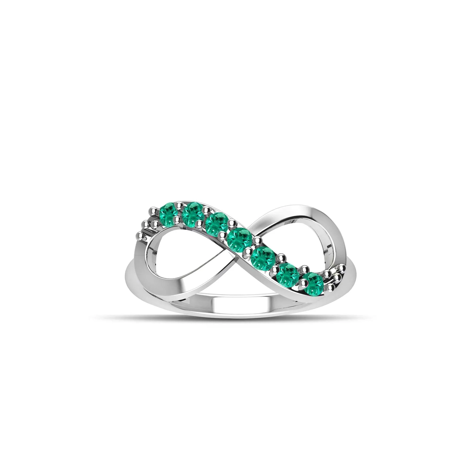 Sterling Silver Created Emerald Infinity Ring