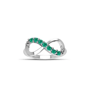 Sterling Silver Created Emerald Infinity Ring