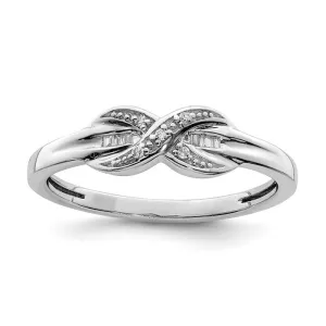 Sterling Silver Diamond Infinity Crossover & Baguette Ring