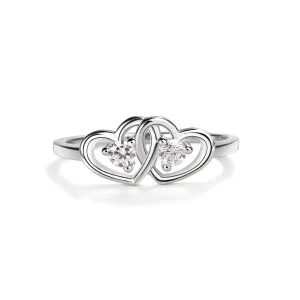 Sterling Silver Double Hearts Ring