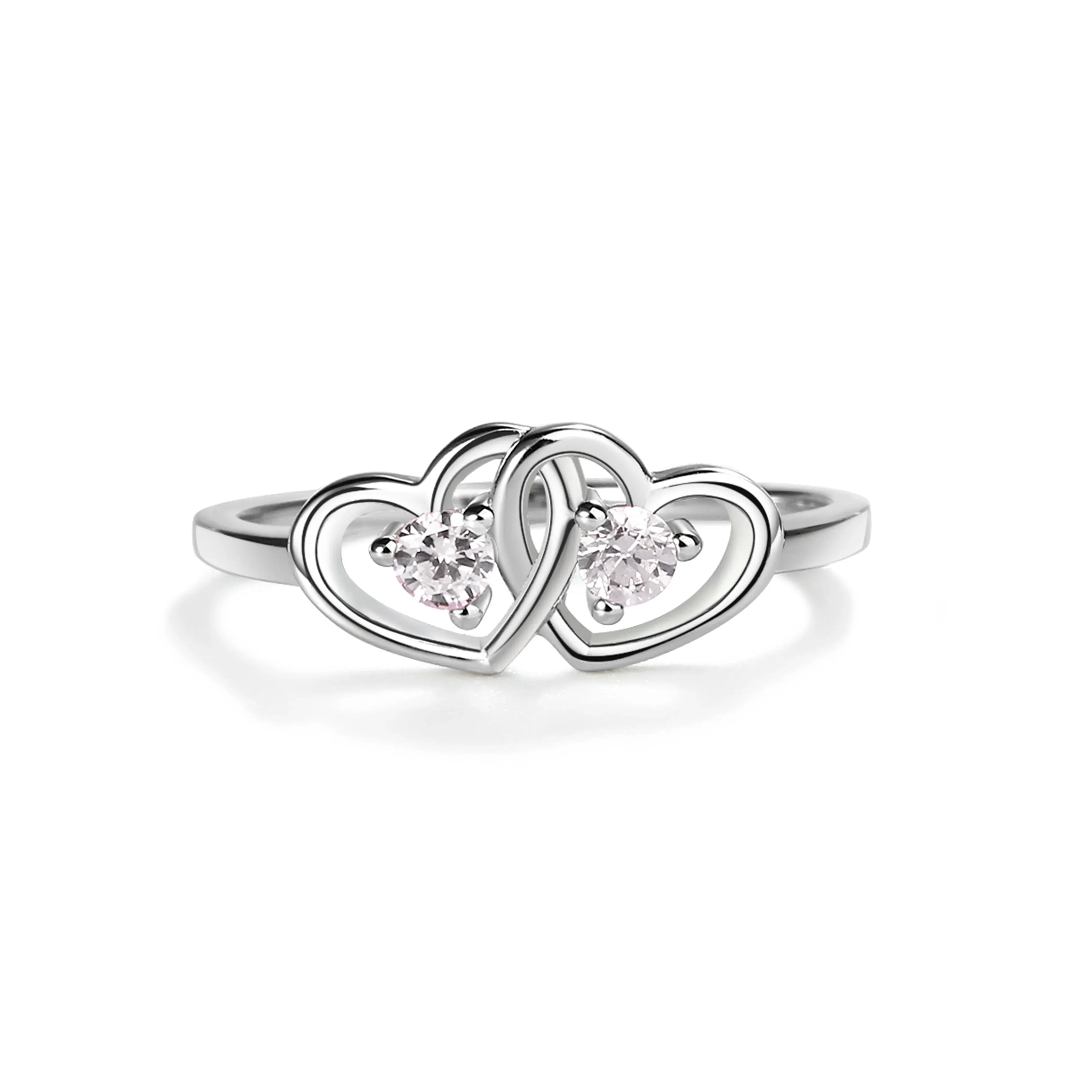 Sterling Silver Double Hearts Ring
