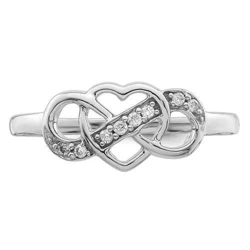 Sterling Silver Genuine Diamond Infinity Heart Ring