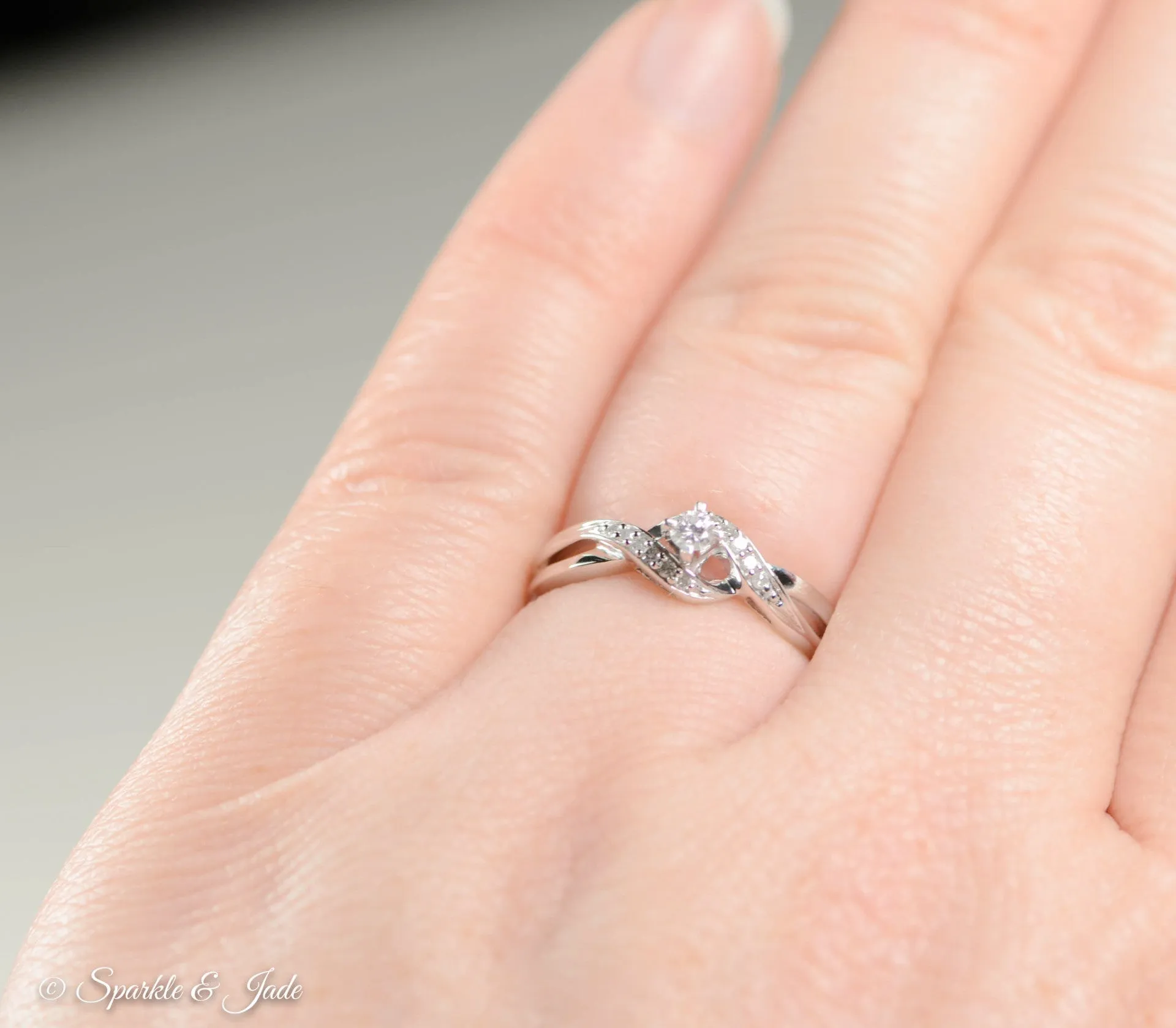 Sterling Silver Genuine Diamond Infinity Twist Promise Ring