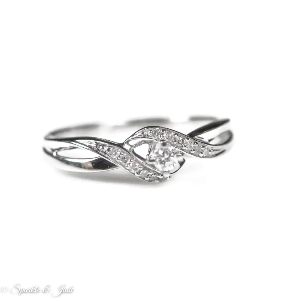 Sterling Silver Genuine Diamond Infinity Twist Promise Ring