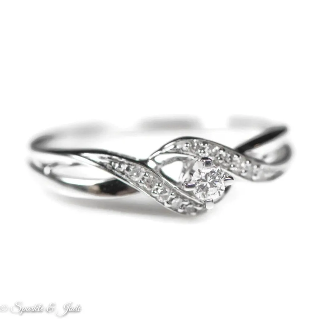 Sterling Silver Genuine Diamond Infinity Twist Promise Ring