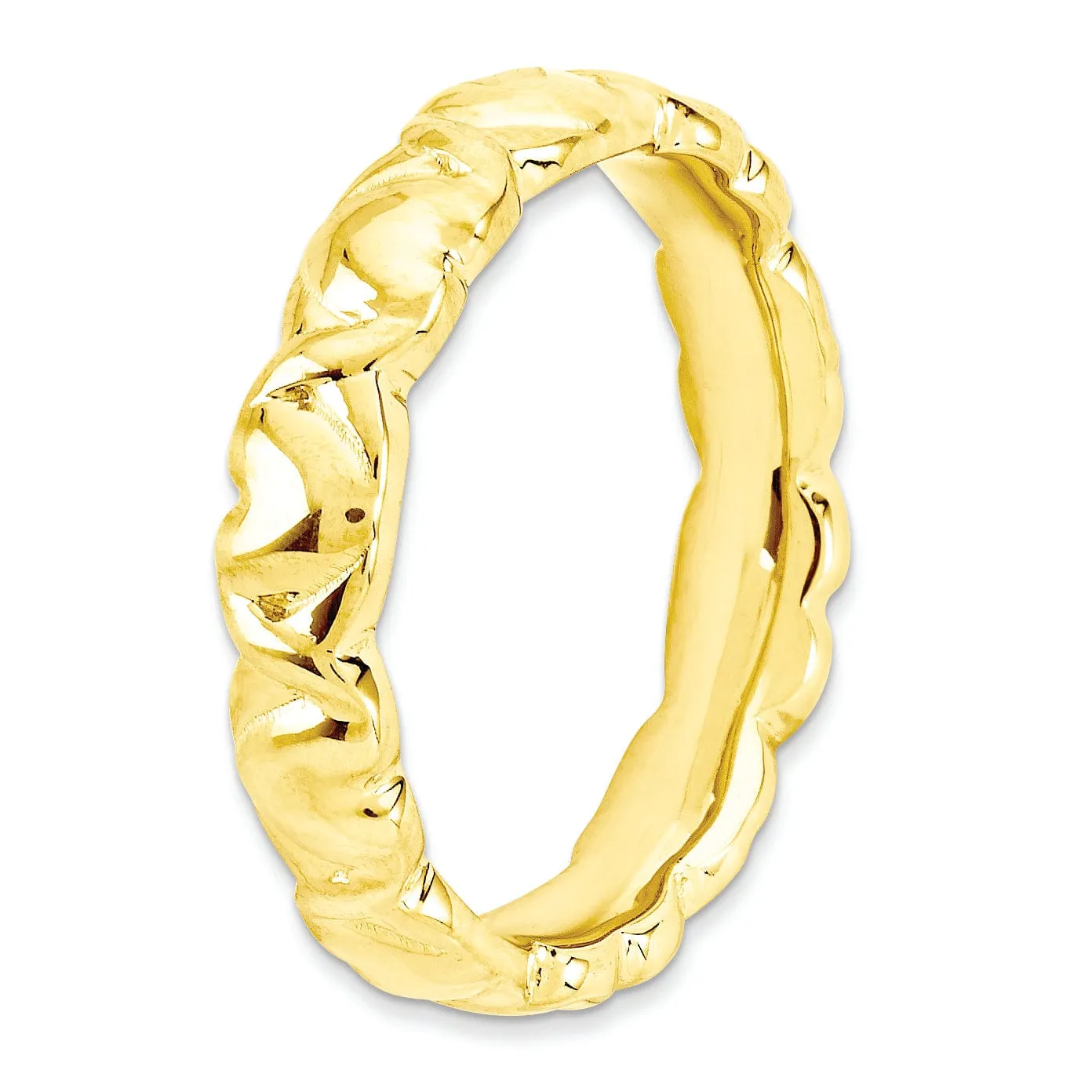 Sterling Silver Gold-Plated Hearts Ring