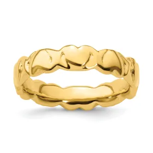 Sterling Silver Gold-Plated Hearts Ring