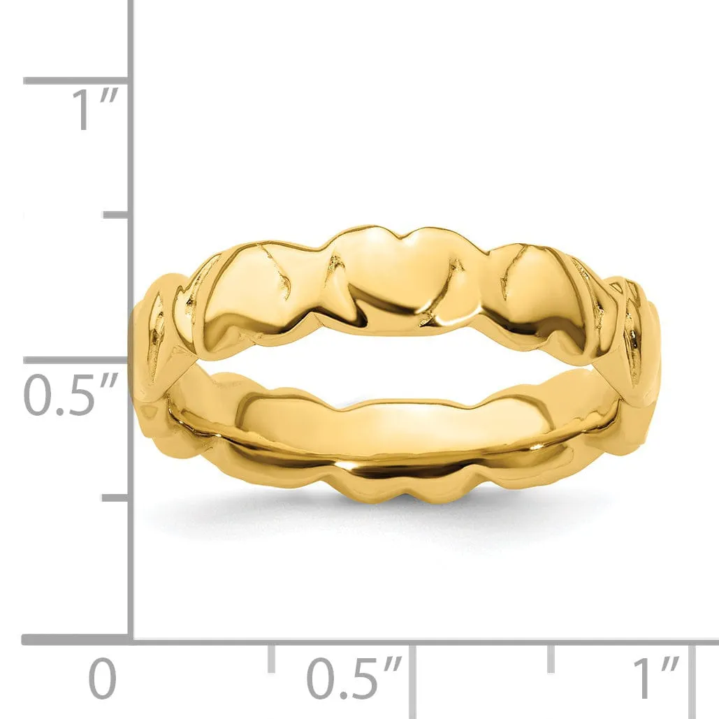 Sterling Silver Gold-Plated Hearts Ring