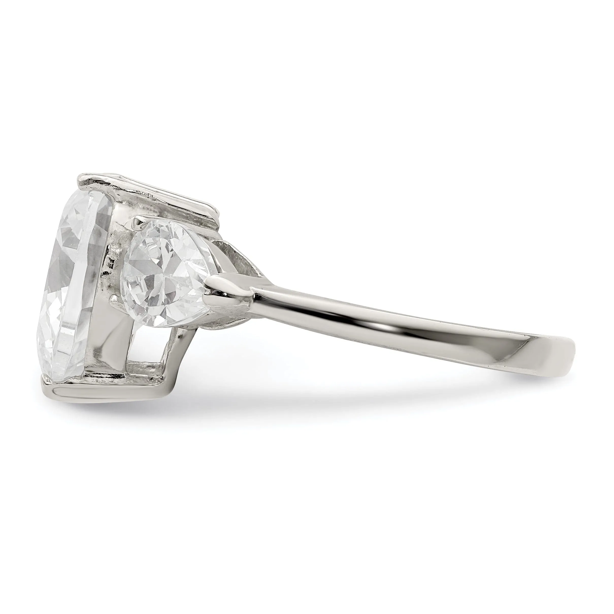 Sterling Silver Heart Shaped Cubic Zirconia Ring