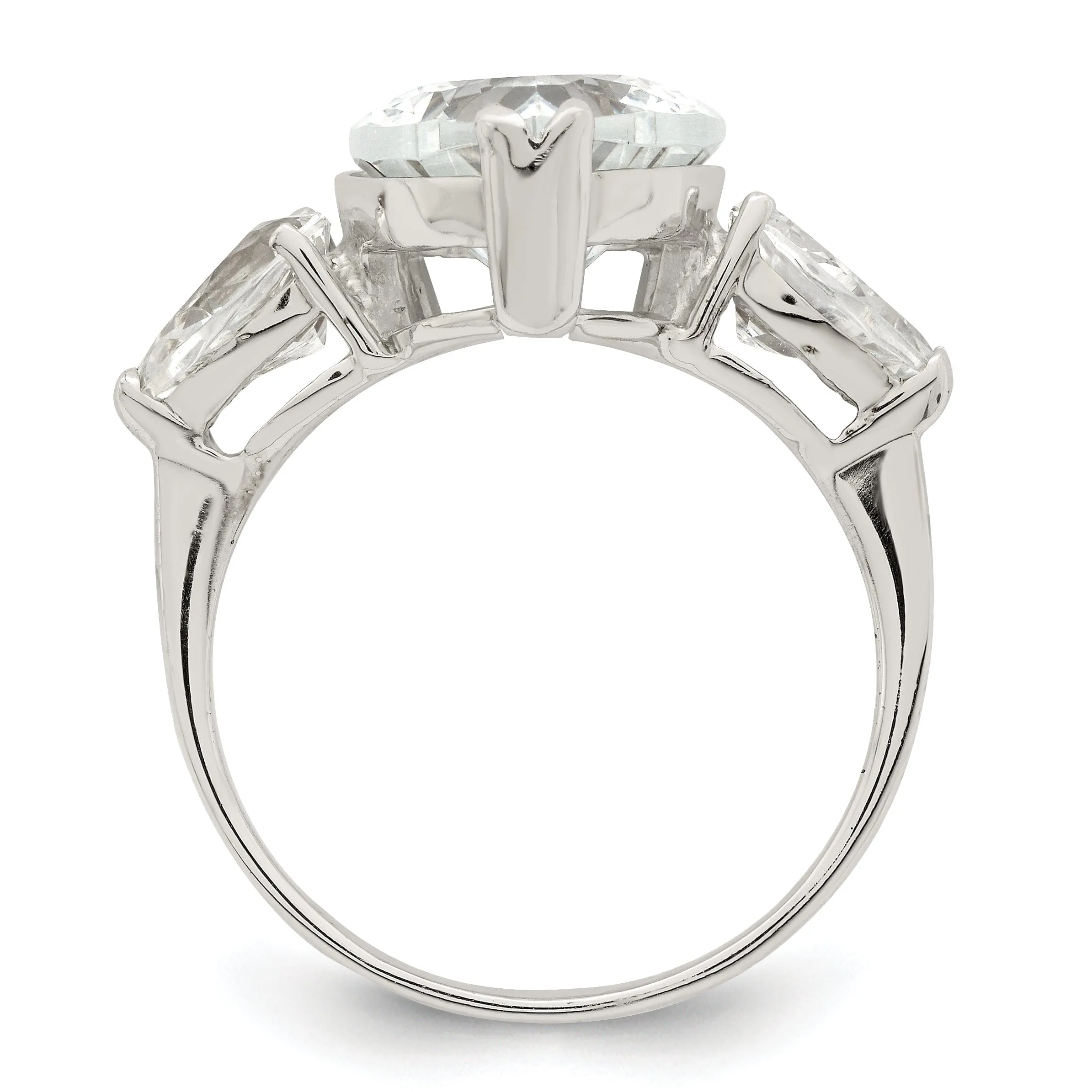 Sterling Silver Heart Shaped Cubic Zirconia Ring