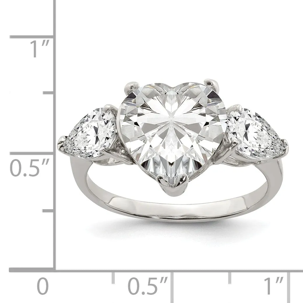 Sterling Silver Heart Shaped Cubic Zirconia Ring