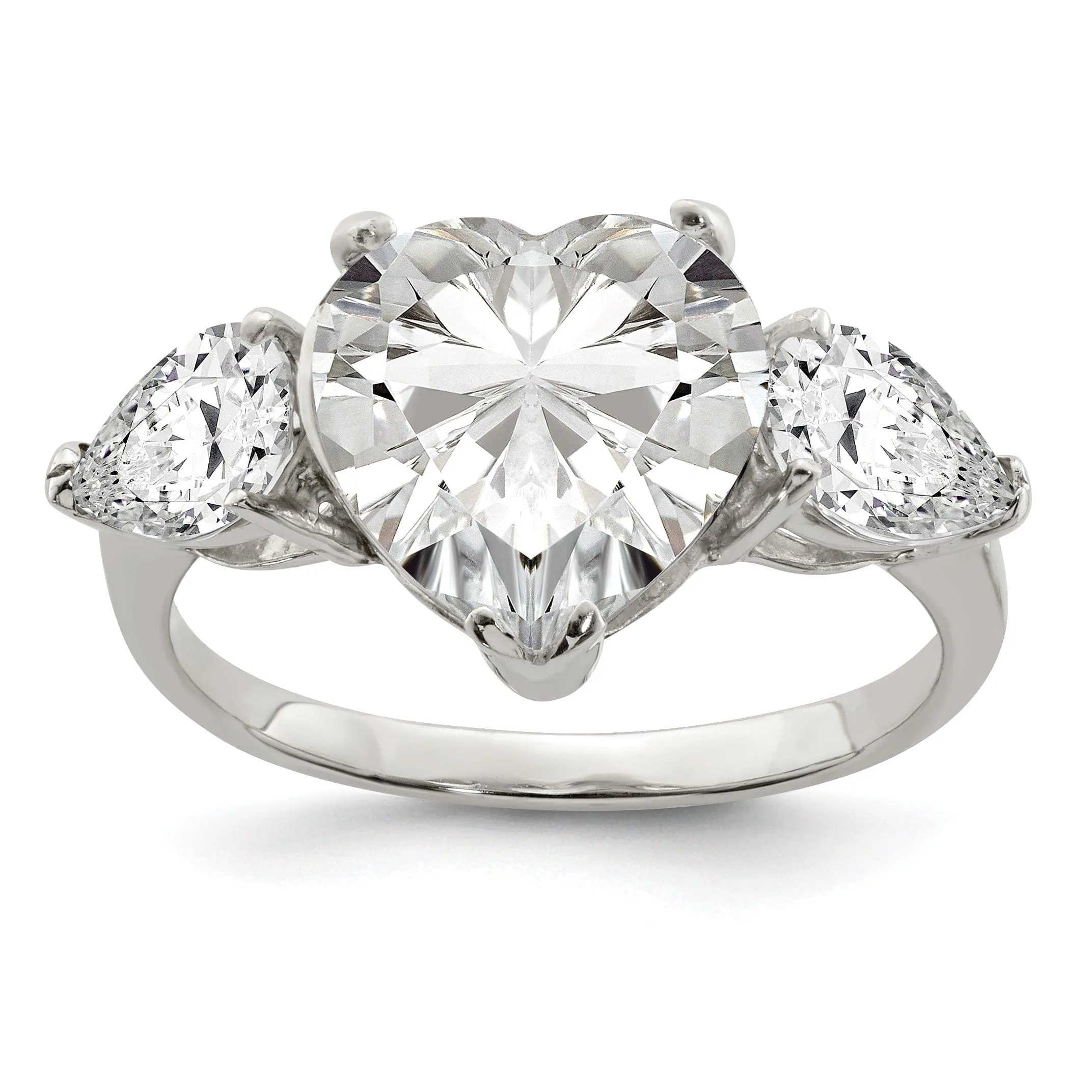 Sterling Silver Heart Shaped Cubic Zirconia Ring