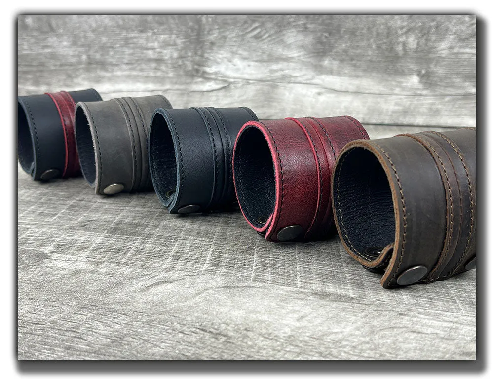 Straight Up - Carbon Black with Rouge Leather Cuff