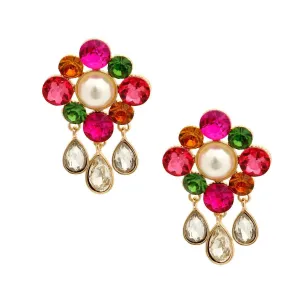Stunning Multicolor Stud Flower Clear Droplet Earrings That Will Make You Shine
