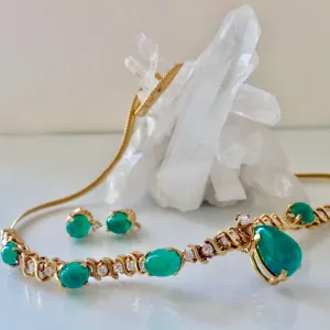 Suite Colombian Emerald Diamond Necklace and Earrings