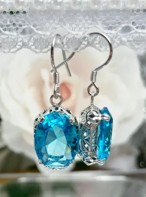 Swiss Blue Earrings, Edwardian Jewelry #E70