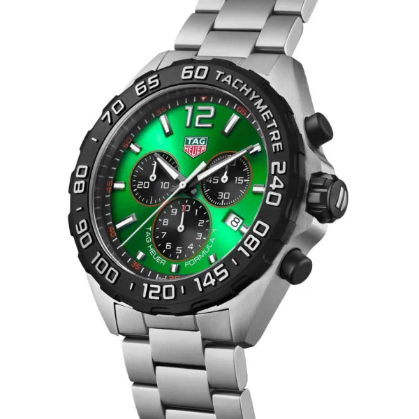 Tag Heuer Formula 1 Silver Stainless Steel Green Dial Chronograph Quartz Watch for Gents - CAZ101AP.BA0842