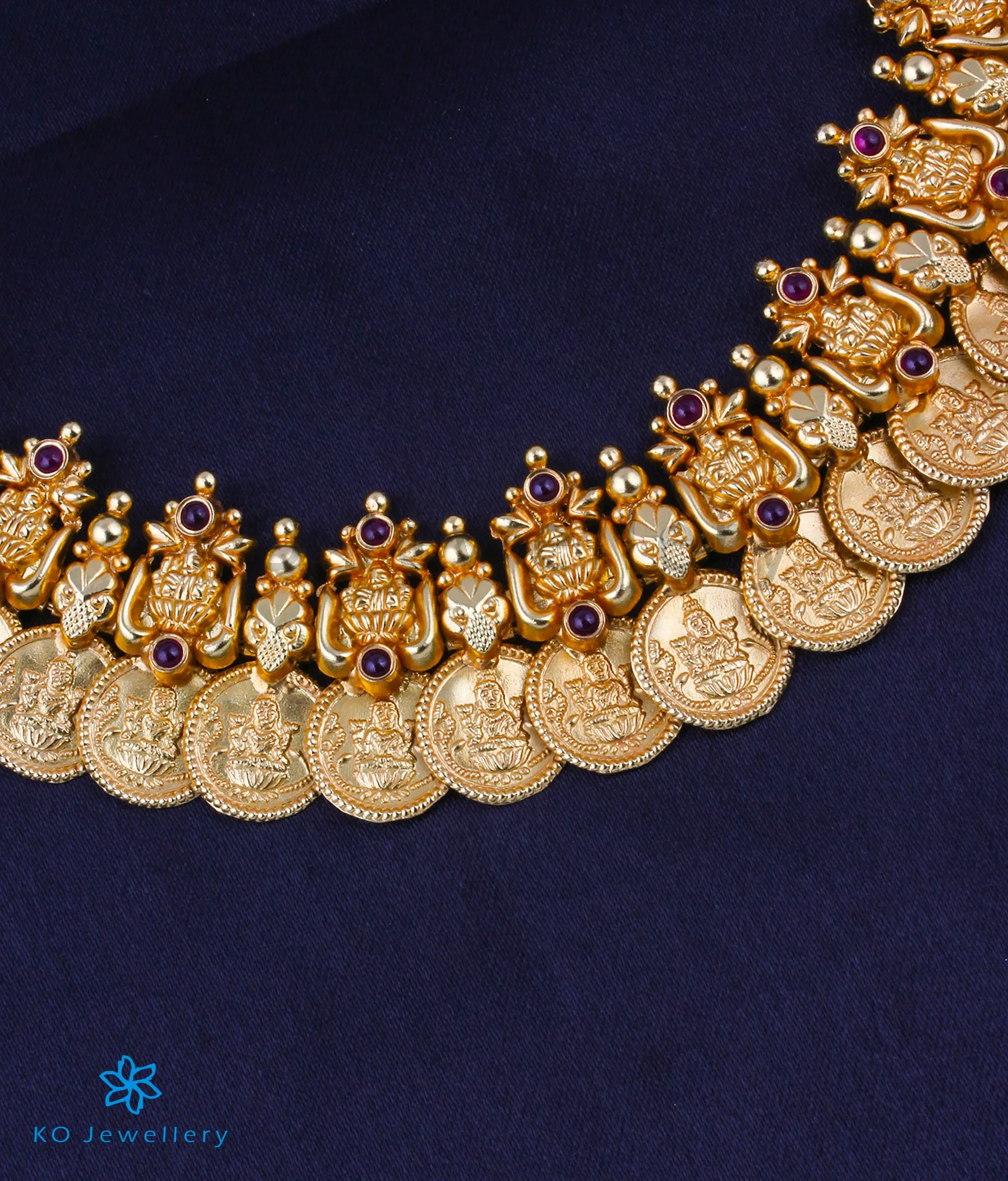 The Dhriti Antique Silver Lakshmi Kasumala Coin Necklace (Short)