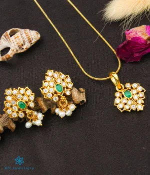 The Ekata Silver Kemp Pendant Set (Green)