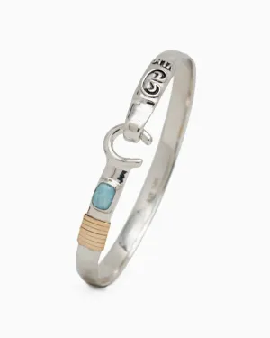 The Hook Bracelet with Stone, 6mm - Larimar