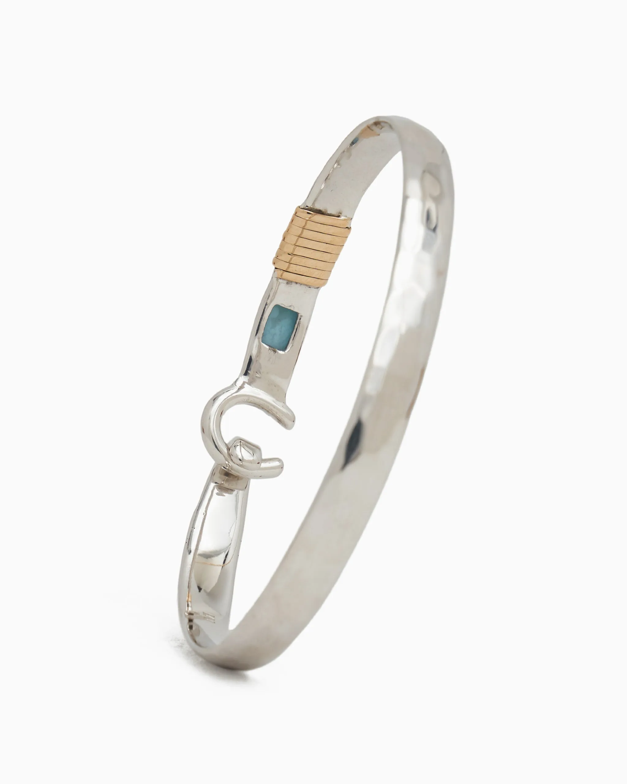 The Hook Bracelet with Stone, 6mm - Larimar