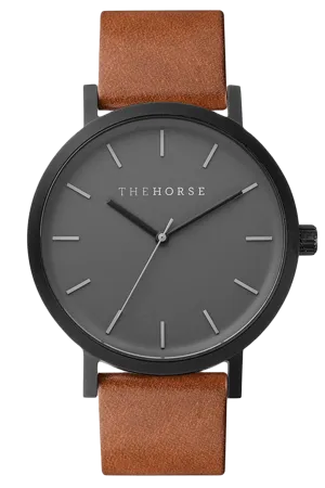THE HORSE 'THE ORIGINAL' WATCH - MATTE BLACK/TAN LEATHER