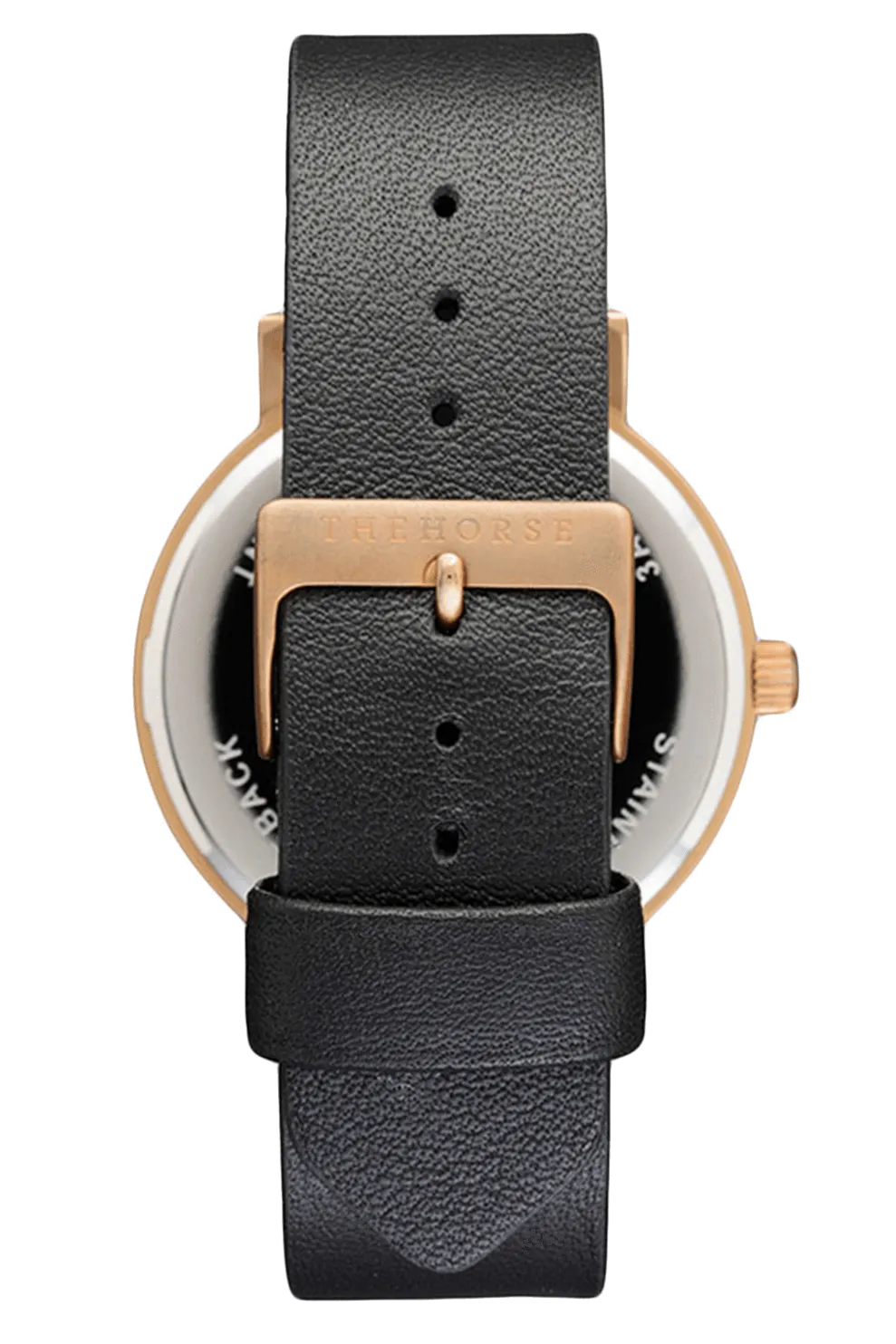 THE HORSE 'THE ORIGINAL' WATCH - ROSE GOLD/BLACK FACE/BLACK LEATHER