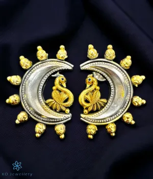 The Ittina Half-moon Antique Silver Earrings (Two-Tone)