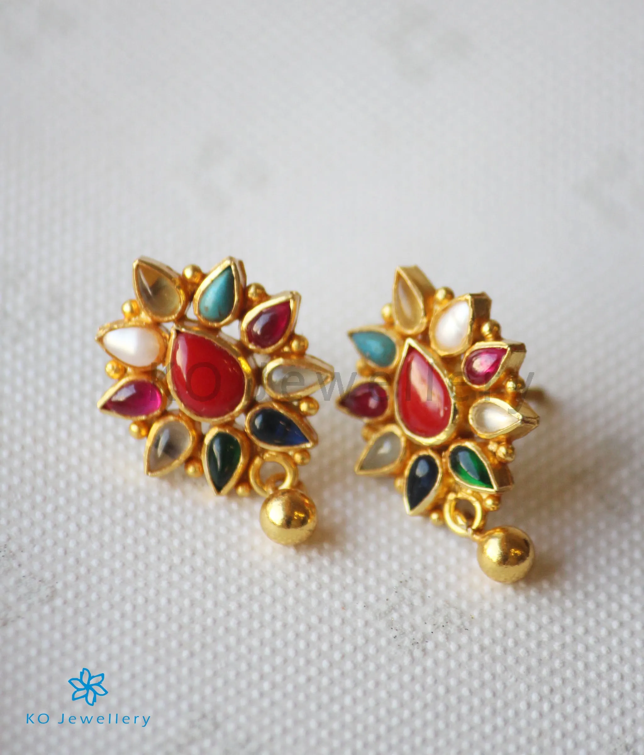 The Kriti Silver Navratna Earstuds