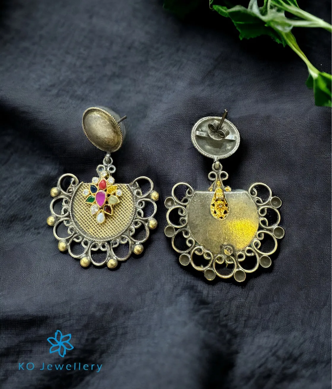 The Mahreen 2 tone Antique Silver Earrings