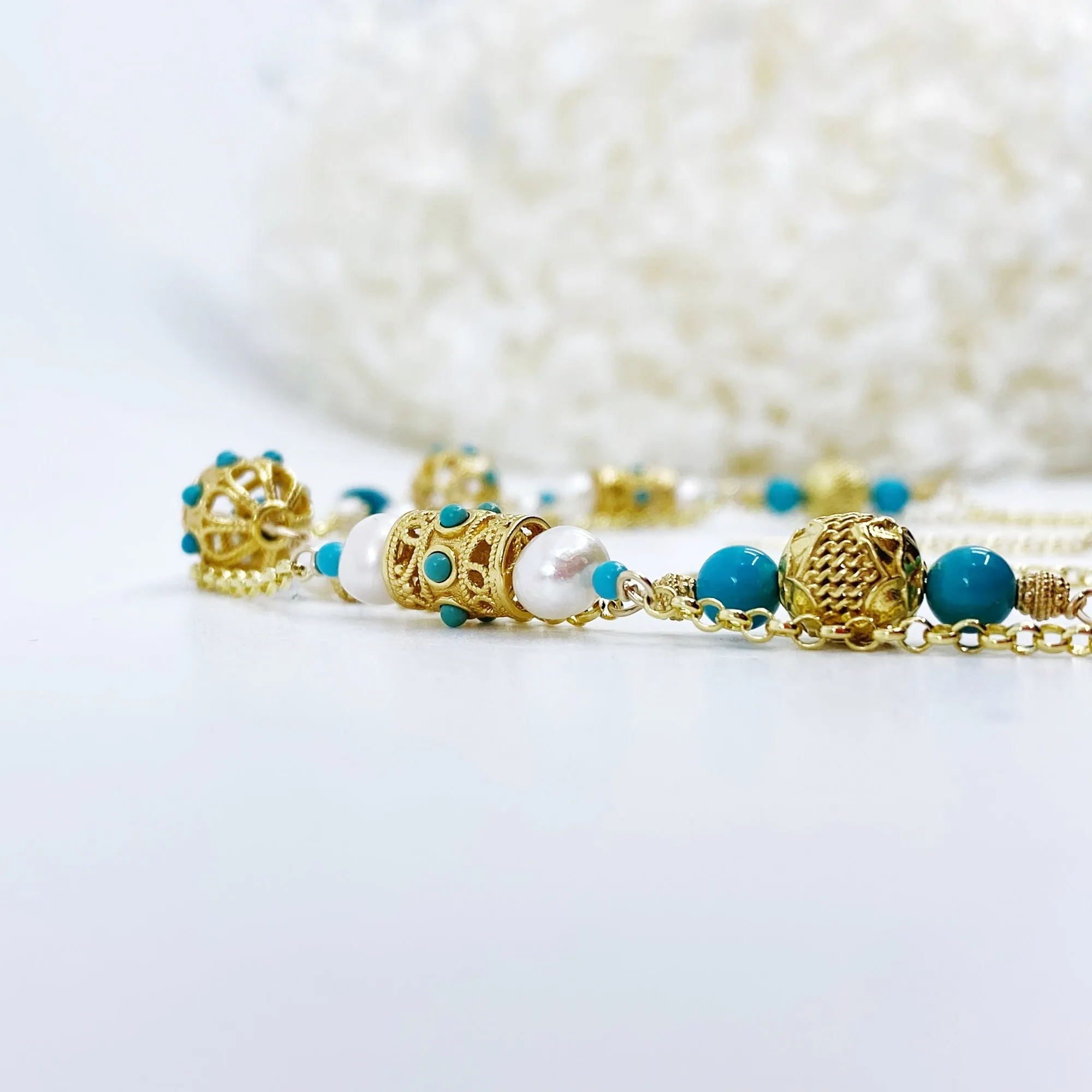 The Nine Antique Style Long Necklace and Earrings Set