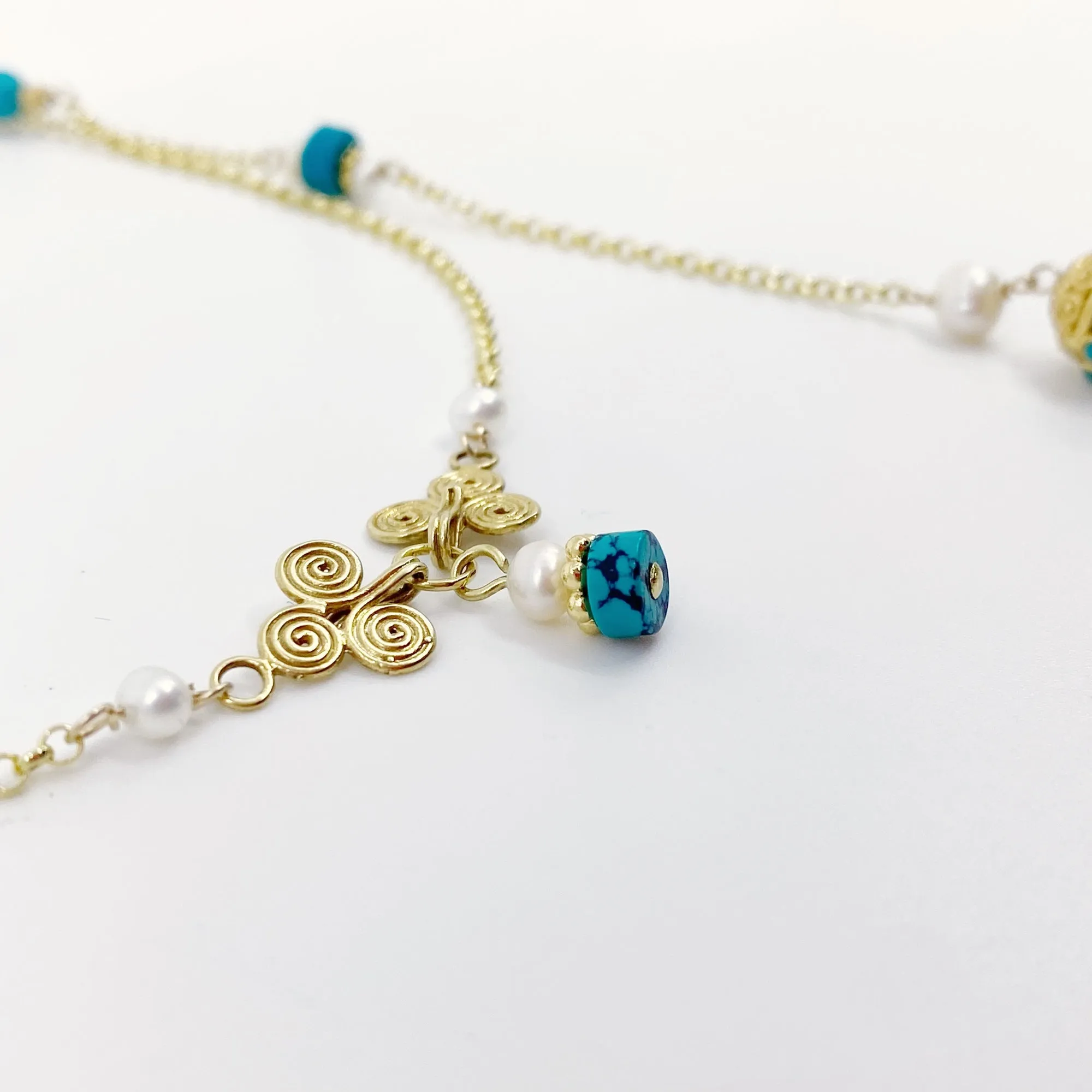 The Nine Antique Style Long Necklace and Earrings Set