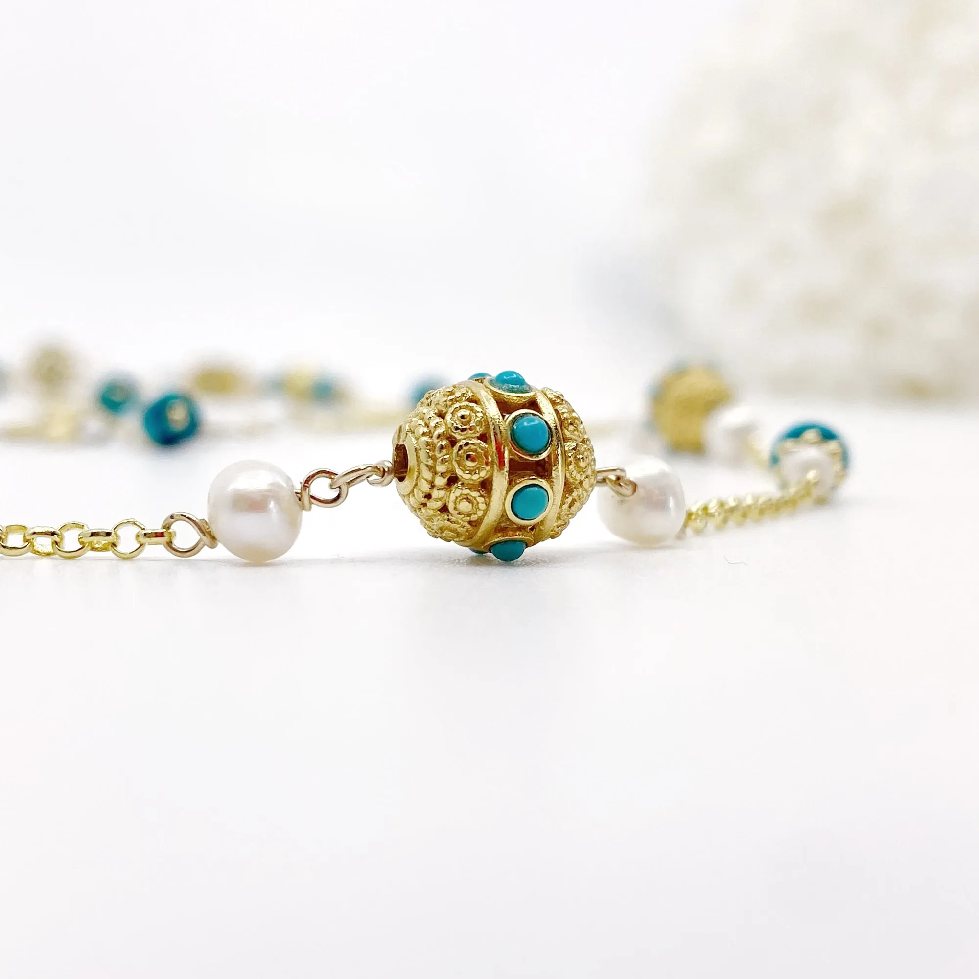 The Nine Antique Style Long Necklace and Earrings Set