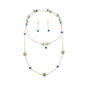 The Nine Antique Style Long Necklace and Earrings Set